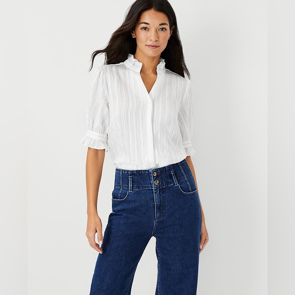 White Ruffled Women's Top